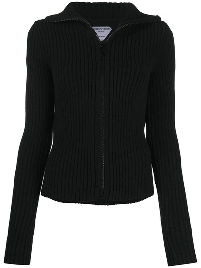 RIBBED-KNIT ZIP-FRONT CARDIGAN