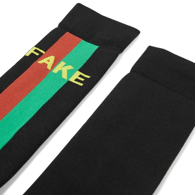 Shop Gucci Fake Not Striped Sock In Black