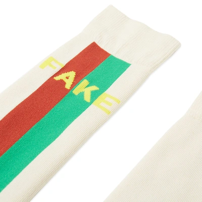 Shop Gucci Fake Not Striped Sock In White