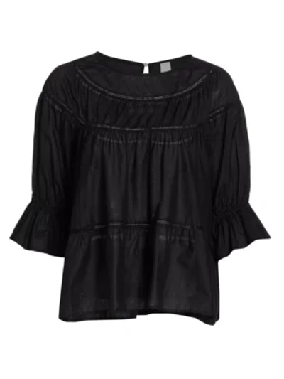 Shop Merlette Women's Sol Ruffle Cuff Top In Black