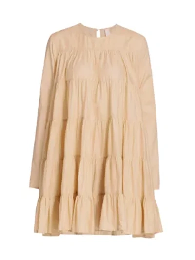 Shop Merlette Soliman Tiered Trapeze Dress In Light Beige