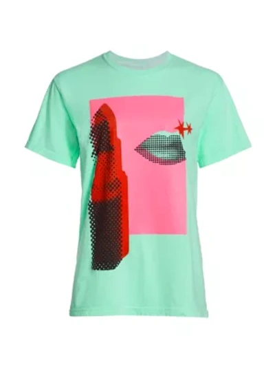 Shop Tanya Taylor Jess Graphic T-shirt In Soft Mint Multi