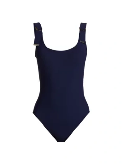 Shop Karla Colletto Swim Maren D-ring Strap One-piece Swimsuit In Navy
