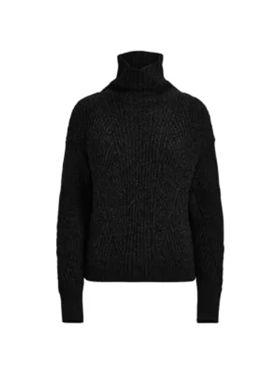 Shop Ralph Lauren Women's Ribbed Cashmere & Wool Turtleneck Sweater In Charcoal