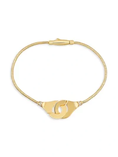 Shop Dinh Van Women's Menottes 18k Yellow Gold & Diamond Snake-chain Bracelet