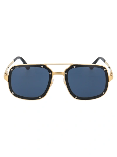 Shop Cartier Ct0194s Sunglasses In 003 Gold Gold Light Blue