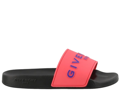 Shop Givenchy Logo Slide Sandals In Flamingo