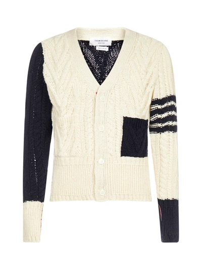 Shop Thom Browne 4-bar Cable-knit Wool And Mohair Cardigan In Seasonal Multi