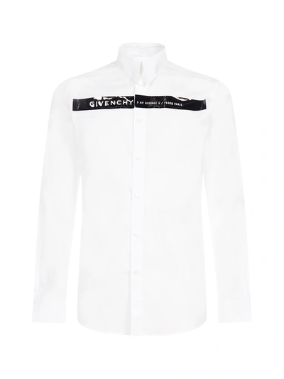 Shop Givenchy Latex Logo Cotton Shirt In White Red