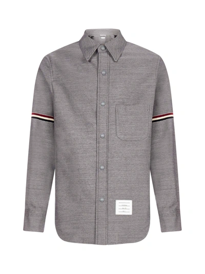 Shop Thom Browne Wool Shirt-jacket In Med Grey