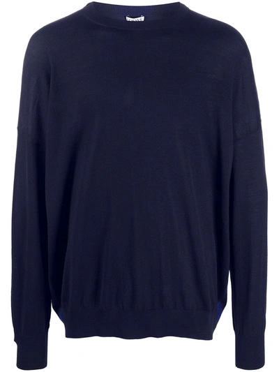 Shop Loewe Anagram Knitted Jumper In Blue