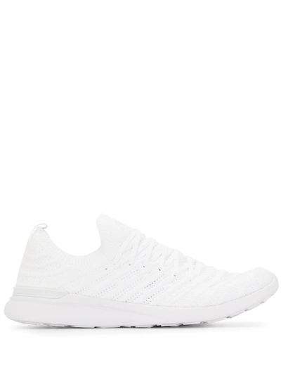 Shop Apl Athletic Propulsion Labs Techloom Wave Knitted Sneakers In White