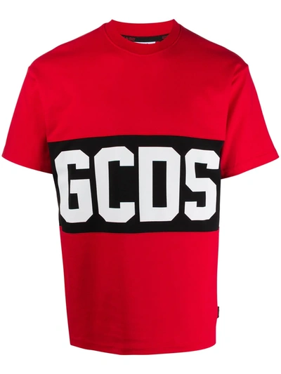 Shop Gcds Colour-block Logo T-shirt In Red