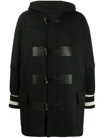 Shop Neil Barrett Hooded Duffle Coat In Black