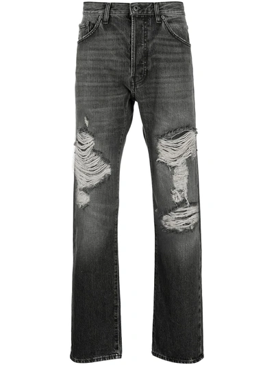 Shop Valentino Ripped Straight-leg Jeans In Grey