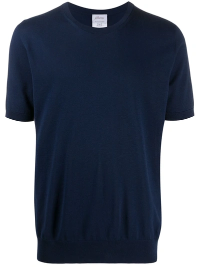 Shop Brioni Crewneck Cotton T-shirt In Blue
