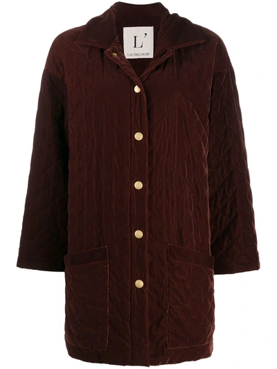 L'autre Chose Quilted Velvet Jacket In Brown