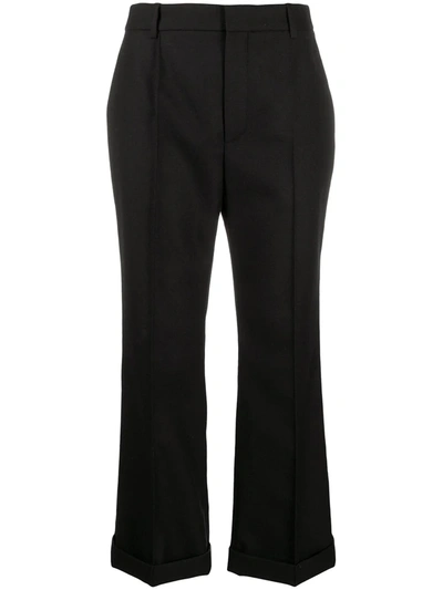 Shop Saint Laurent Cropped Straight-leg Trousers In Black