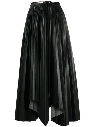 Shop Nanushka Sunray Pleat Midi Skirt In Black