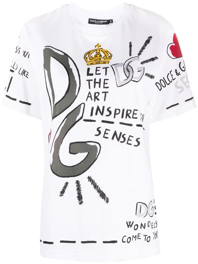 Shop Dolce & Gabbana Graphic-print Short-sleeve T-shirt In White