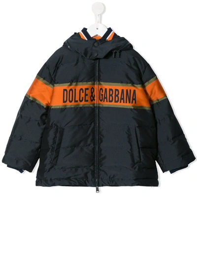 Shop Dolce & Gabbana Logo-print Jacket In Blue