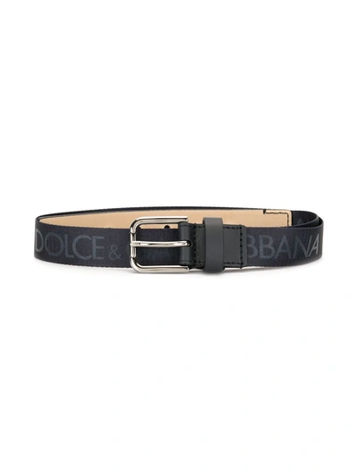 Shop Dolce & Gabbana Logo-print Belt In Blue