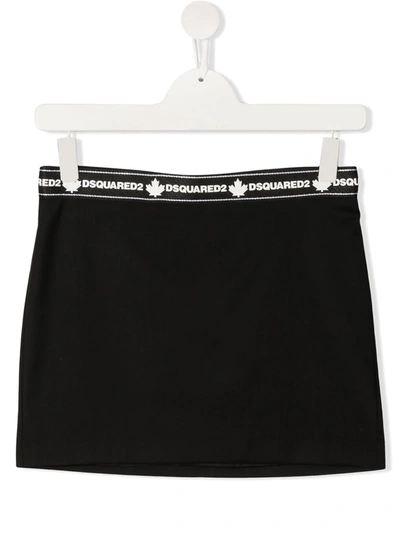 Shop Dsquared2 Taped Logo Waistband Skirt In Black