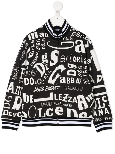 DOLCE & GABBANA MULTI-LOGO PRINT BOMBER JACKET 