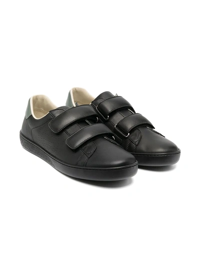Shop Gucci Teen Touch Strap Sneakers In Black