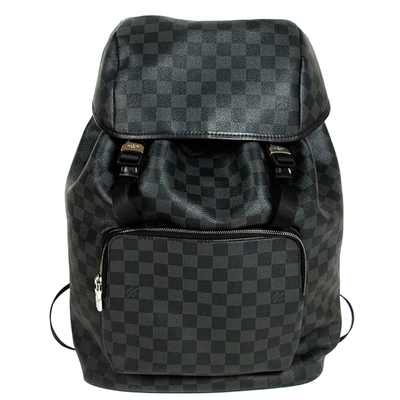 Pre-owned Louis Vuitton Damier Graphite Canvas Zack Backpack In Black