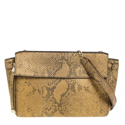 Pre-owned Furla Gold Snakeskin Effect Leather Shoulder Bag