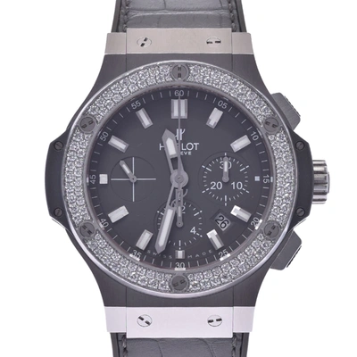 Pre-owned Hublot Gray Diamonds Stainless Steel Big Bang 301.st.5020.gr.1104 Men's Wristwatch 44 Mm In Grey