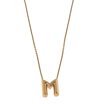 Pre-owned Louis Vuitton Lv & Me Letter M Gold Tone Necklace