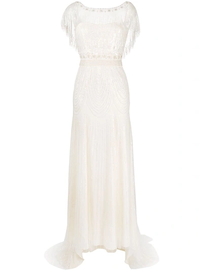 Shop Jenny Packham Dolly Tulle-embellished Wedding Gown In Neutrals