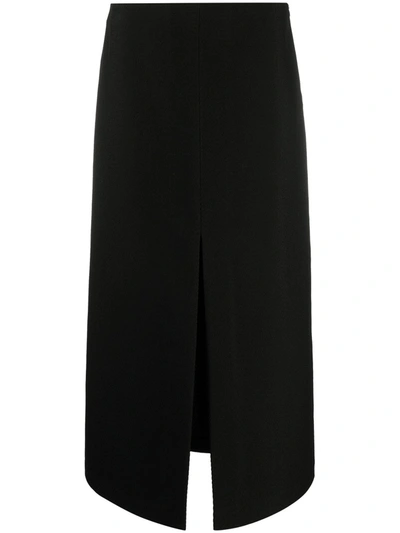 Shop Sara Lanzi Split Virgin Wool A-line Skirt In Black