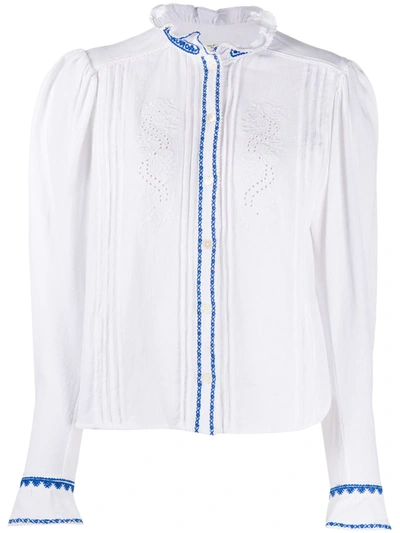 Shop Isabel Marant Étoile Rosie Embroidered Blouse In White