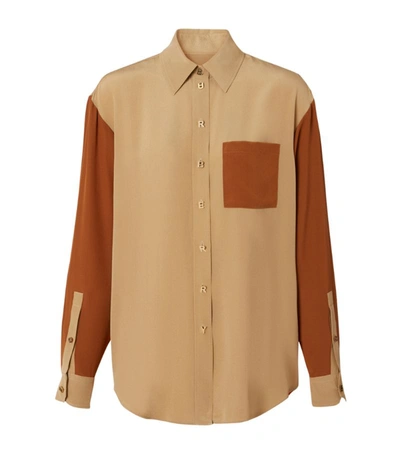 Shop Burberry Silk Colour-block Shirt