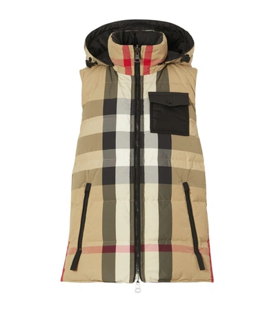 Shop Burberry Quilted Check Hooded Gilet