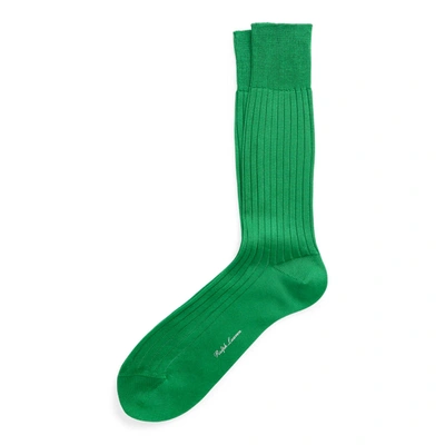 Shop Ralph Lauren Rib-knit Cotton Trouser Socks In Kelly