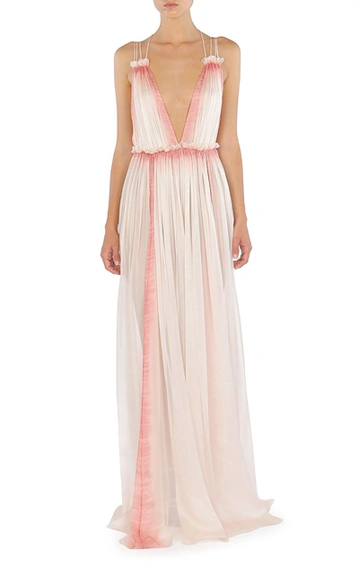 Shop Alberta Ferretti Sorbet Sky-dye Silk Gown In Pink