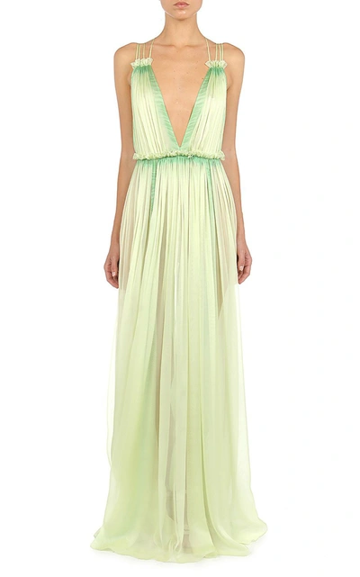 Shop Alberta Ferretti Sorbet Sky-dye Silk Gown In Green