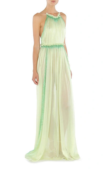 Shop Alberta Ferretti Sorbet Silk Sky Dye Gown In Green
