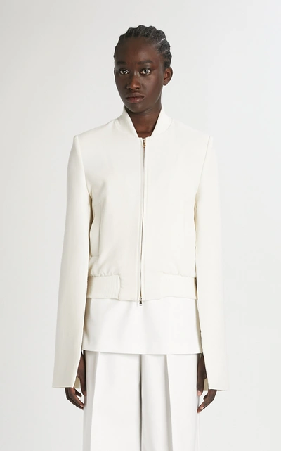 Shop Max Mara Women's Zampata Gabardine Caped Bomber Jacket In White