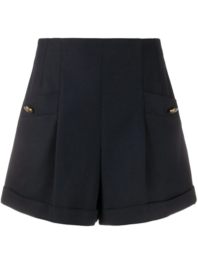 Shop Sandro Pleated Shorts In Blue