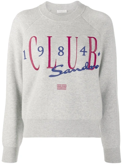 Shop Sandro Club 1984 Embroidered Jumper In Grey