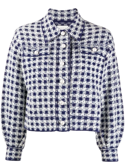 Jayce Checkered Tweed Jacket In Blue