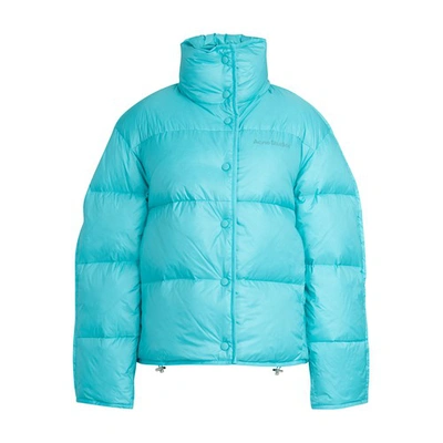 Shop Acne Studios Puffer Jacket In Turquoise Blue