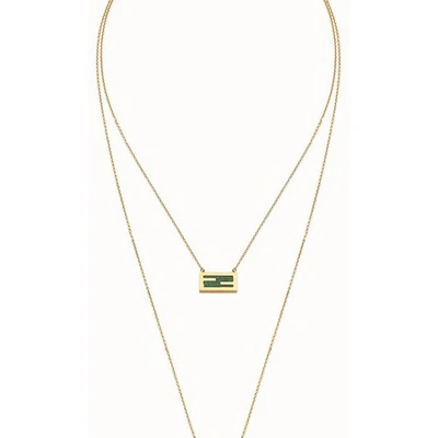 Shop Fendi Baguette Necklace In Or