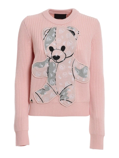 Shop Philipp Plein Teddy Bear Jumper In Pink