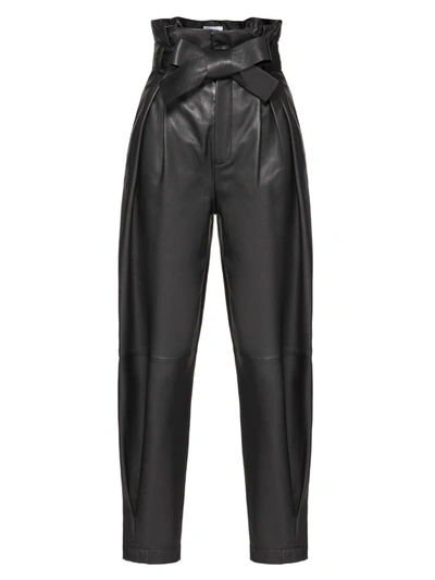 Shop Red Valentino Leather Pants In Black